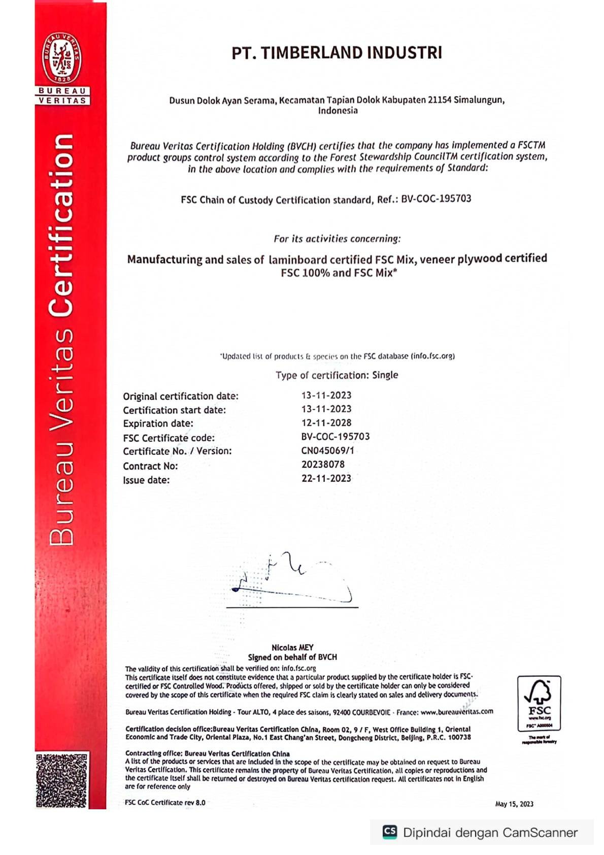 SERTIFICATE FSC